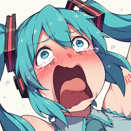 <lora:xl_XL_crying_aqua(pony)-000016:1>,open mouth,solo,tears,crying,blush,crying with eyes open,hatsune miku,, score_9, score_8_up,