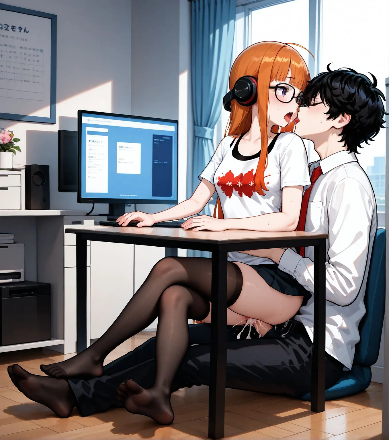 masterpiece,best quality,amazing quality,very aesthetic,absurdres,newest, huge filesize,
<lora:spo_sdxl_10ep_4k-data_lora_webui:0.5>,
<lora:add-detail-xl:1>
<lora:The_Kotatsu_Connection:0.8>
Seated Positions,
front view,
sitting,sex from behind, sex, penis,cum in pussy,
1girl,1boy,toes, sex under table, girl on top,
feet,table,
breasts,crossed legs,
i,ntimate couple techniques,
warmth and comfort styles,
computer,school uniform,
BREAK
amamiya ren, moaning, kiss,
BREAK
sakura futaba, bedroom,