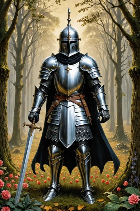 by Mark Ryden and Arthur Sarnoff in the style of Jesper Ejsing , mythological necromancy exalted knight , intimidating, magical <lora:more_art:0.30><lora:clothing_slider:2.00><lora:great_lighting:1.50><lora:aesthetic:1.50><lora:photorealistic_portrait:1.50><lora:RMSDXL_Enhance:0.50><lora:RMSDXL_Creative:0.50><lora:RMSDXL_Photo:0.50><lora:RMSDXL_Darkness_Cinema:0.50><lora:extremely_detailed:1.50><lora:perfect_eyes:0.15><lora:perfect_hands:0.15><lora:midjourney:-0.15><lora:dpo:0.25>