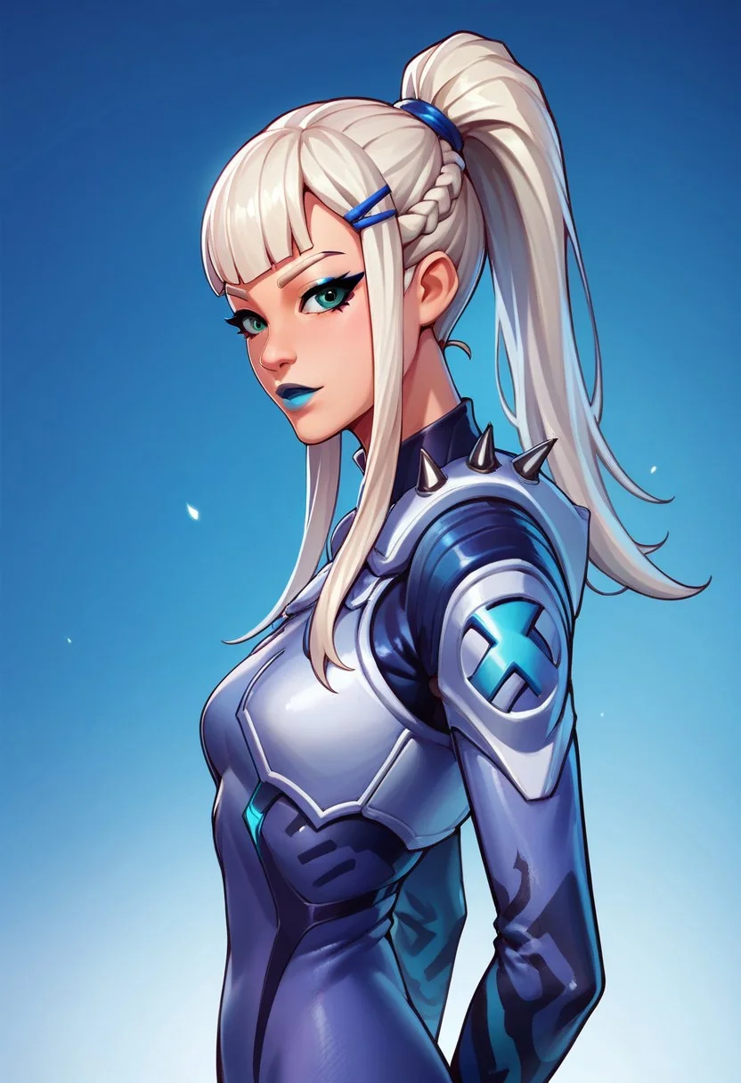 score_9,score_8_up,score_7_up,score_6_up,source_anime, studio lighting, FastNegativeV2, outdoor, zzCitronCAT,
1girl (Mizuki_Fortnite, solo, white hair, ponytail, two braids, makeup, blue lipstick, looking at viewer, tight outfit, perfect face), side view, abstract background, skinny, athletic,