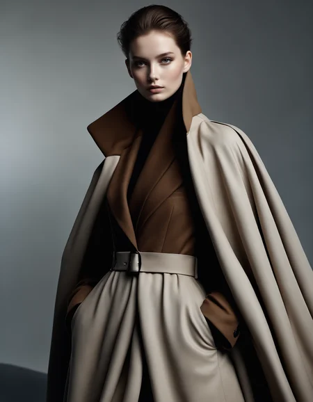 photo of a exquisitely beautiful pale skin punk 1girl, solo, 20 y.o, wearing a brown dress, outdoor, cloak, coat, hands in pockets, studio background, alluring eyes, dark eyes, skin pores, Thorough, highly detailed skin, intricately detailed, seductive makeup, BREAK
high-end camera, 135mm lens,high-key portrait photography, by Tim Walker,
(best quality, masterpiece, high quality, highres, realistic),
 <lora:Black Dress Balenciaga-Bruce Ta VN:0.8>