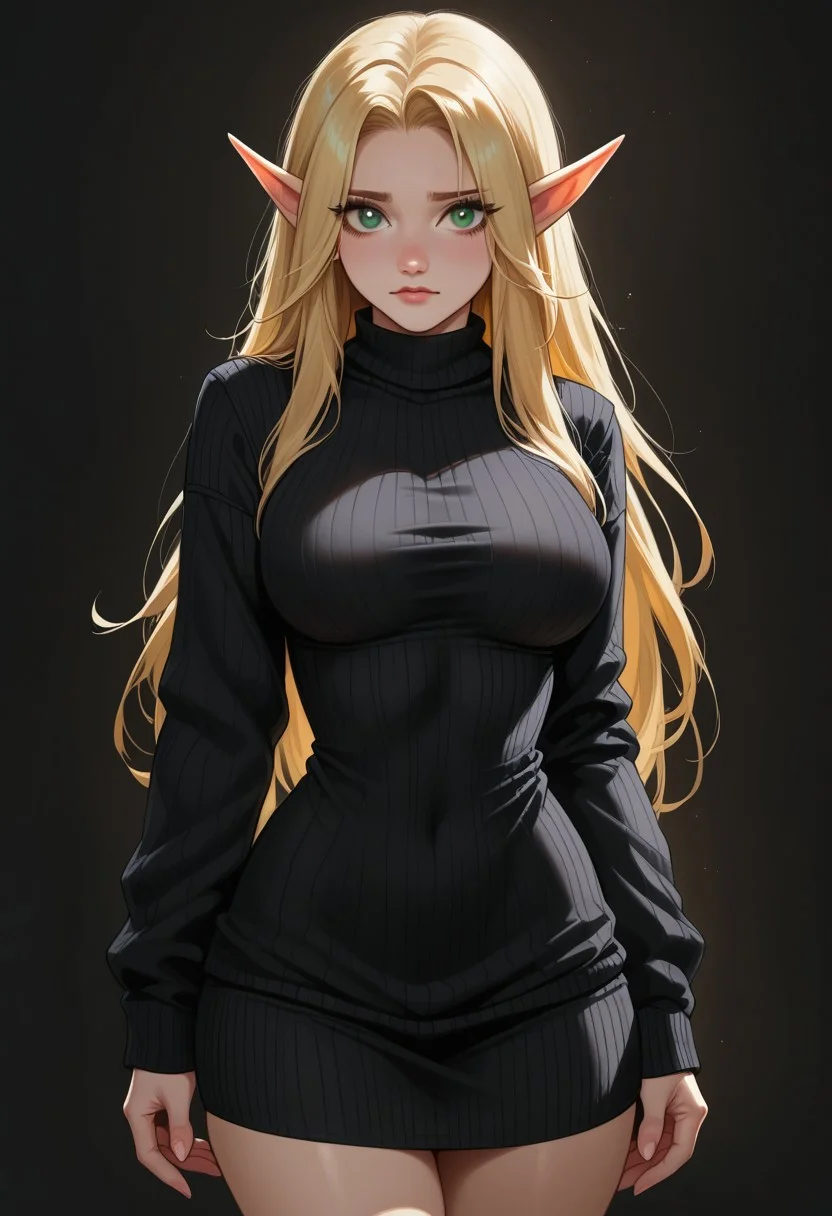 score_9,score_8_up,score_8,score_9, pastel colors, high contrast ,expressiveh, epiCPhoto,
BREAK,
1girl,, bethiella, solo, russian elven girl, long elven ears, natural pale green eyes, blonde hair, long hair, ((black sweater with sleeves)), pale skin, ((big breasts)), narrow waist, wide hips, detailed skin pores, intricate details, long ears, beautiful face, cute face, beautyful pale green eyes, very long ears, perfect ass, hyperrealistic, amature film, livingroom, ((shy))background, perfect body, skirt, feeling very shy
BREAK,
perfect face,
BREAK,