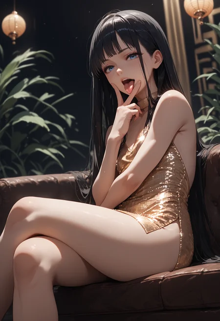 score_9, score_8_up, score_7_up, score_6_up, source_anime,
1girl, long hair, black hair, blue eyes,
disco dress, microdress, cunnilingus gesture, crossed legs, tongue,
<lora:cunnilingus_gesture_v0.1-pony:1.0>
<lora:micro_gold_dress_v0.6-pony:0.6>