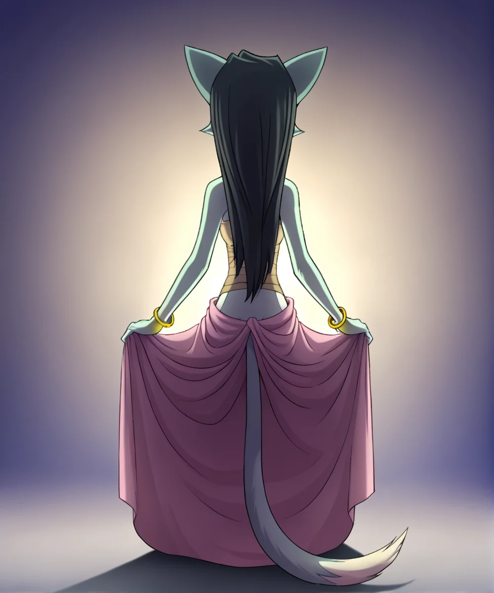 score_9, score_8_up, score_7_up, source_anime, BREAK <lora:lilith_calah_Pony:0.8>, lilith_calah,
lilith_calah, , 1girl, solo, tail, furry female, animal ears, sitting, long hair, from behind, bracelet, black hair