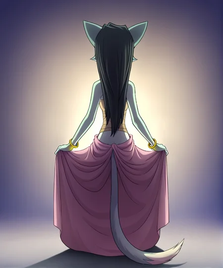 score_9, score_8_up, score_7_up, source_anime, BREAK <lora:lilith_calah_Pony:0.8>, lilith_calah,
lilith_calah, , 1girl, solo, tail, furry female, animal ears, sitting, long hair, from behind, bracelet, black hair