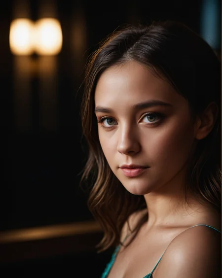 cinematic film still cute face, 43stl1ght1ng, low light, dramatic lighting, darkness, window lighting, eye lighting, water, black background, <lora:S4ndr4_mm4:0.9> S4ndr4 . shallow depth of field, vignette, highly detailed, high budget, bokeh, cinemascope, moody, epic, gorgeous, film grain, grainy