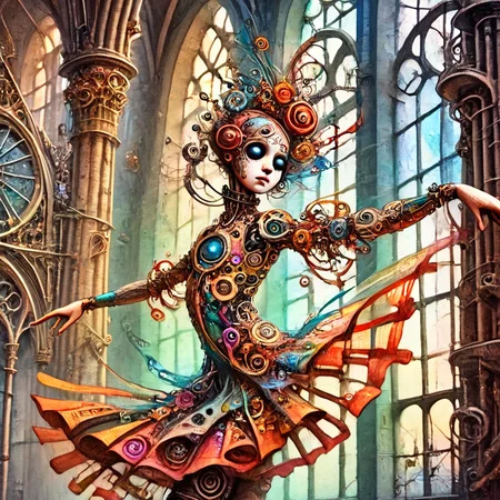 fantoria dancer in the cathedral, colorful <lora:fantoria:1>