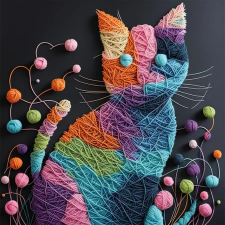 A cat Yarn art style <lora:SDXL_Yarn_Art_Style:1>