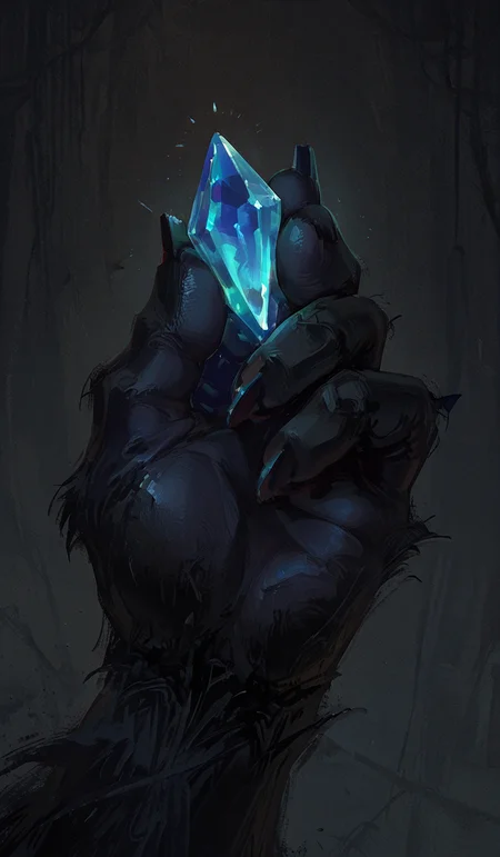 masterpiece, crystal, blue_gemstone, furry hand, hunternif16, dark_background, , provocative,Leaning poses