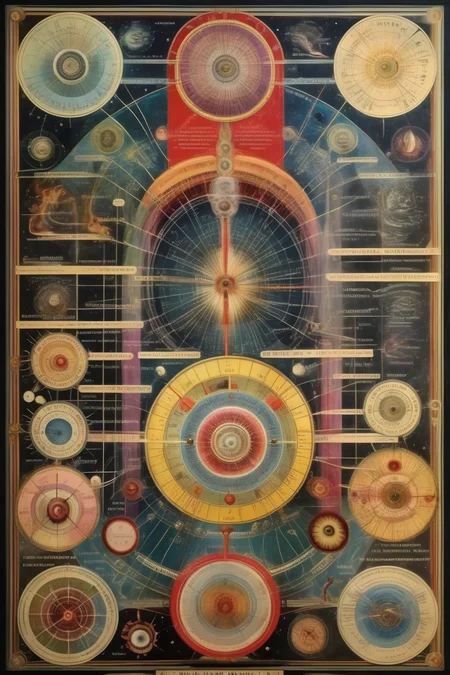 <lora:Paul Laffoley Style:1>Paul Laffoley Style - a multilayered scientific diagram in the style of paul laffoley created