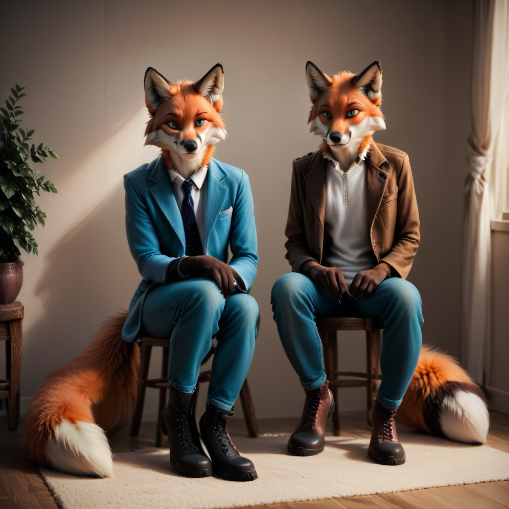 score_10, realistic style, detailed fur, anthro, furry, fox, sitting