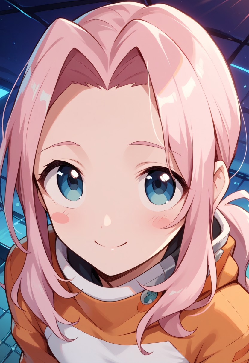 score_9,score_8_up,score_7_up,source_anime,Darry Adai,1girl,solo,blush,smile,closed mouth,blush stickers,looking up,age down,