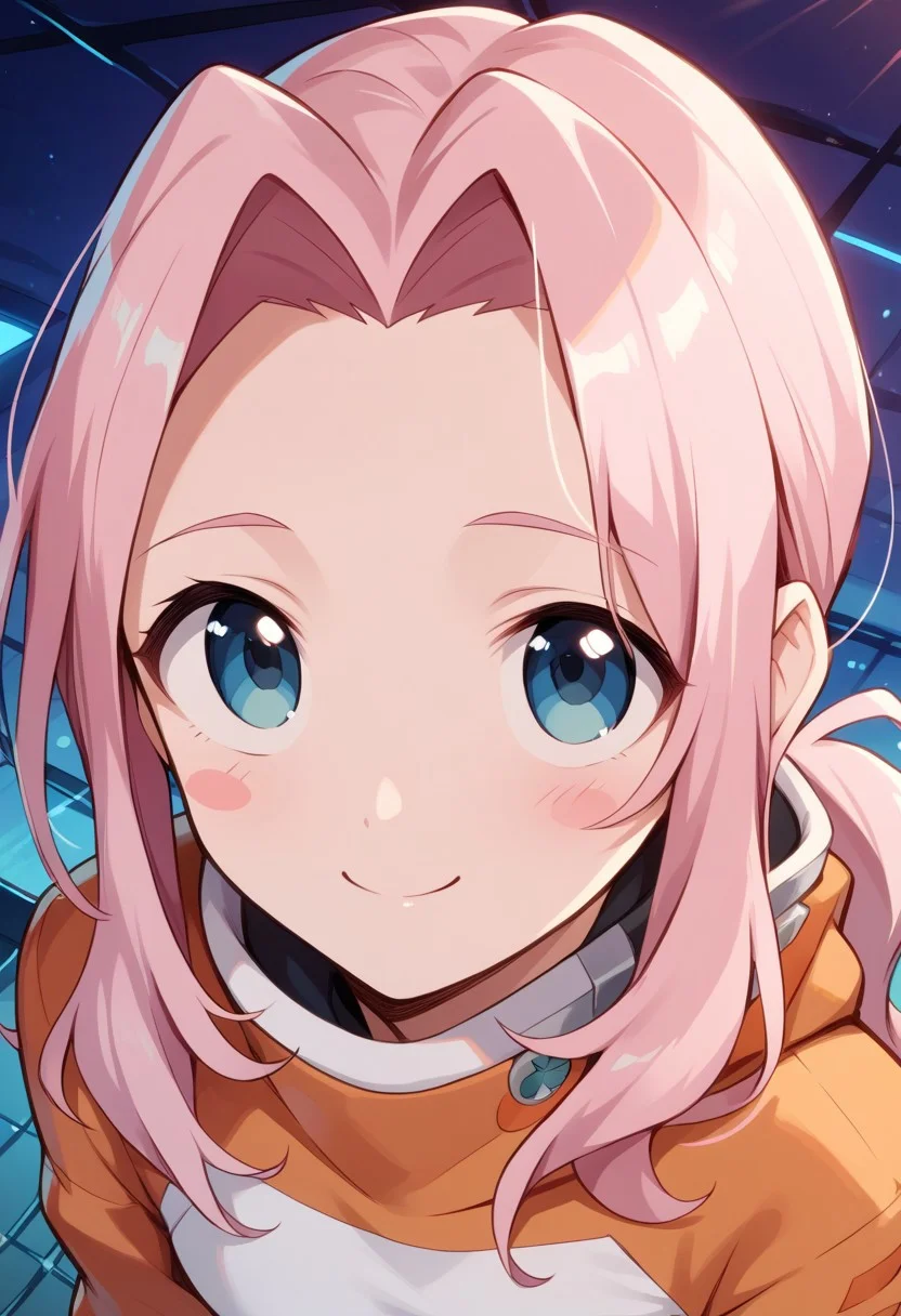score_9,score_8_up,score_7_up,source_anime,Darry Adai,1girl,solo,blush,smile,closed mouth,blush stickers,looking up,age down,