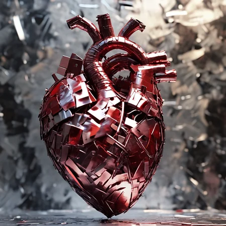 franglamex professional photo red human heart made of metal, high details and very detailed, cinematic, professional light<lora:franglamex:1>