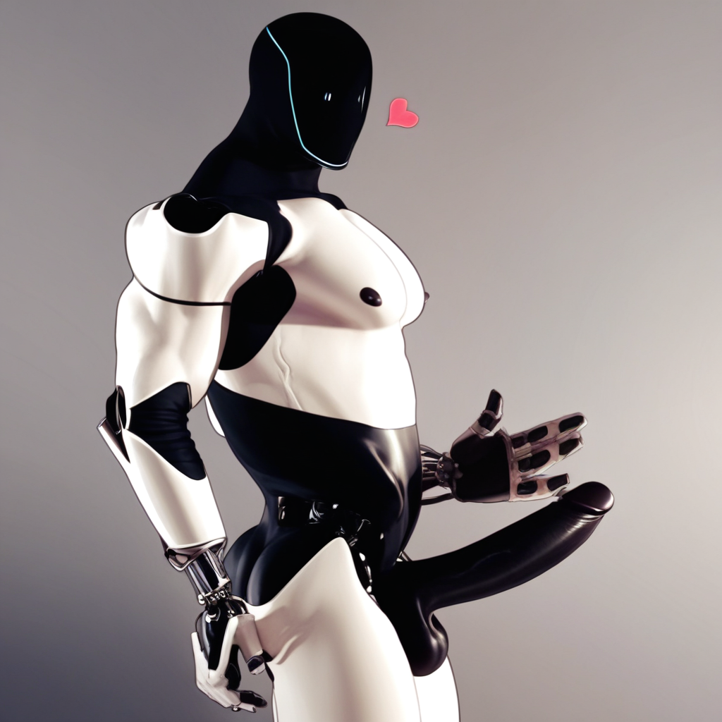 Score_7_up, score_8_up, male focus, side view, TOptimus, robot, no face, bara, pecs, biceps, ass, penis, looking at viewer, tilted head, heart,