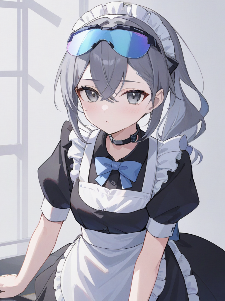 Yinglang girl,gray eyes,goggles,<lora:xl_yinglang girl-000007:0.8>,maid,, masterpiece, best quality,