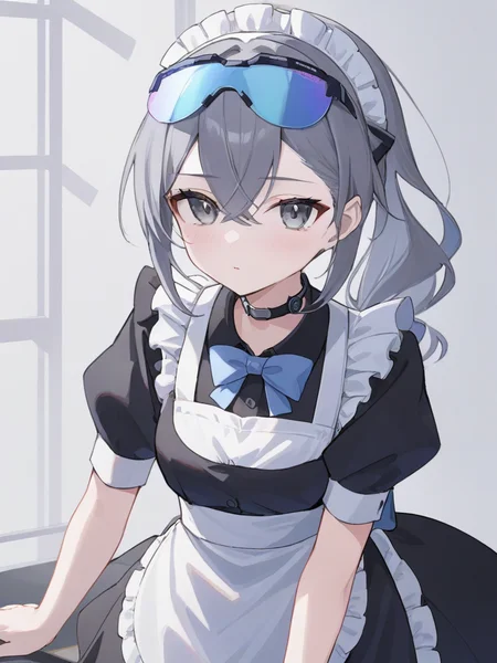 Yinglang girl,gray eyes,goggles,<lora:xl_yinglang girl-000007:0.8>,maid,, masterpiece, best quality,