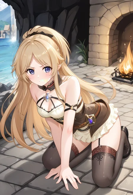 core_9, score_8_up, score_7_up,
BREAK source_anime, best quality, masterpiece, rating_safe, uncensored, High quality, 8k, Ultra detailed, insanely detailed, beautiful, prefect lighting, 1girl,
BREAK yukariadv, very long hair, blonde,
clockwork outfits, thighhighs,
wslking
BREAK (Cave, firewood, fire, water droplets, stone bed, rough floor,Cobblestone wall),