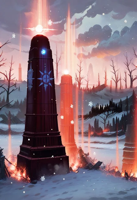 score_9, score_8_up, score_8,
Khrn, tree, glowing, bare tree, pillar, snow