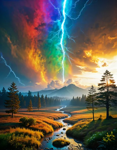surreal landscape:1.2
an ancient forest, with towering trees, blooming flowers, tranquil light, serene atmosphere,
,
Light snowfall Weather,
a mystical cloudscape, with swirling mists, vibrant rainbows, and an ethereal atmosphere that feels otherworldly,
Forest floor dappled sunlight,
Summer wheat fields swaying,
Mangrove tidal channels,
Plains of liquid mercury under black sun,
,
Lightning carving fractal patterns,
Go Nagai 
(masterpiece:1.4), (intricate details:1.4), (hyperrealistic:1.3),(painting:0.9),(ultra detailed:1.4), (8k resolution:1.3), (sharp focus), (dramatic perspective:1.1), (chromatic aberration:0.3), (film grain:0.2),
<lora:JuggerCineXL2:0.3>,
<lora:add-detail-xl:0.3>,
<lora:WildcardX-XL-Detail-Enhancer:0.4>,
<lora:xl_more_art-full_v1:0.7>,
<lora:ClassipeintXL2.1:0.3>,
<lora:Flux-XL_Scenery:0.3> flux-scenery ,
<lora:EnvyDramaticLightingXL01:0.7>
detailxl,