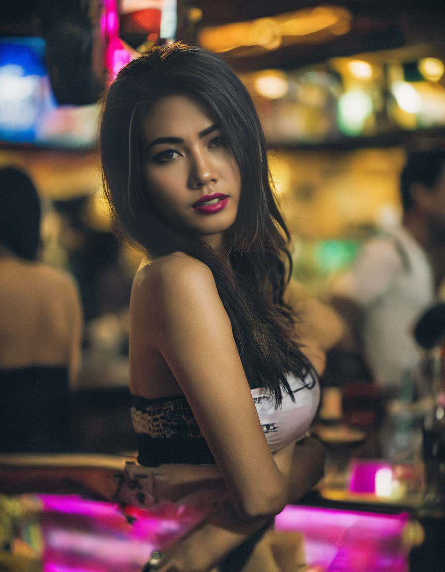 bangkok, <lora:bargirl:1.0> photo of bargirl, skinny,  bargirllocation looking at the viewer,  tack sharp, professionally color graded dslr