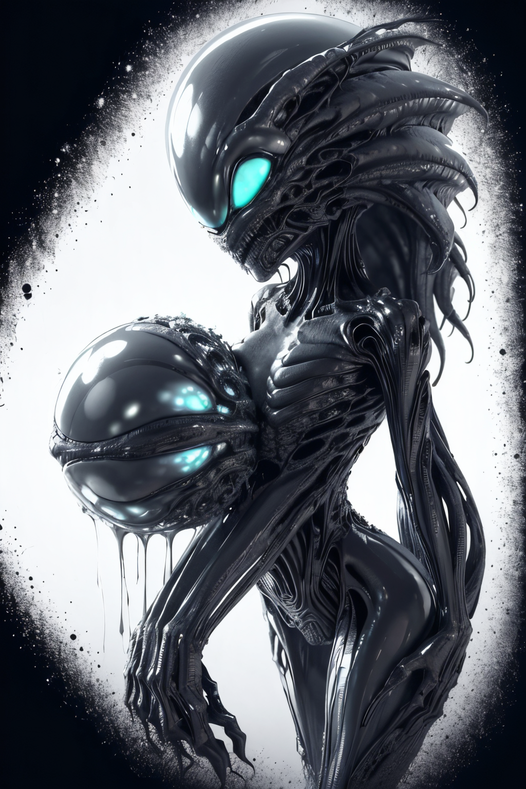 (Black and white An alien species with an amorphous, jelly-like body, constantly shifting and changing shape. It can mold its form to mimic the appearance of various objects or creatures it encounters, blending seamlessly with its surroundings.:1.2) (Realisitc:1.5) alien woman monster, breasts, <lora:EdobMonsterFemale2_v1.0:0.8>
