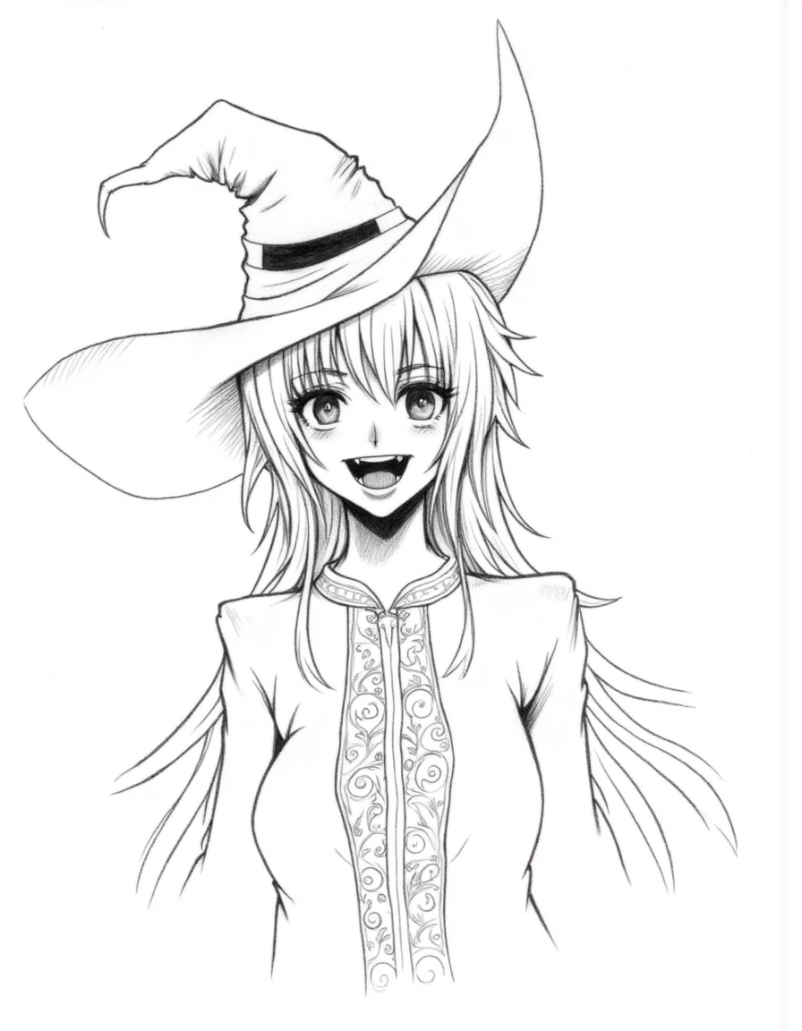 Halloween_Art_Style_Concept, A black-and-white pencil drawing