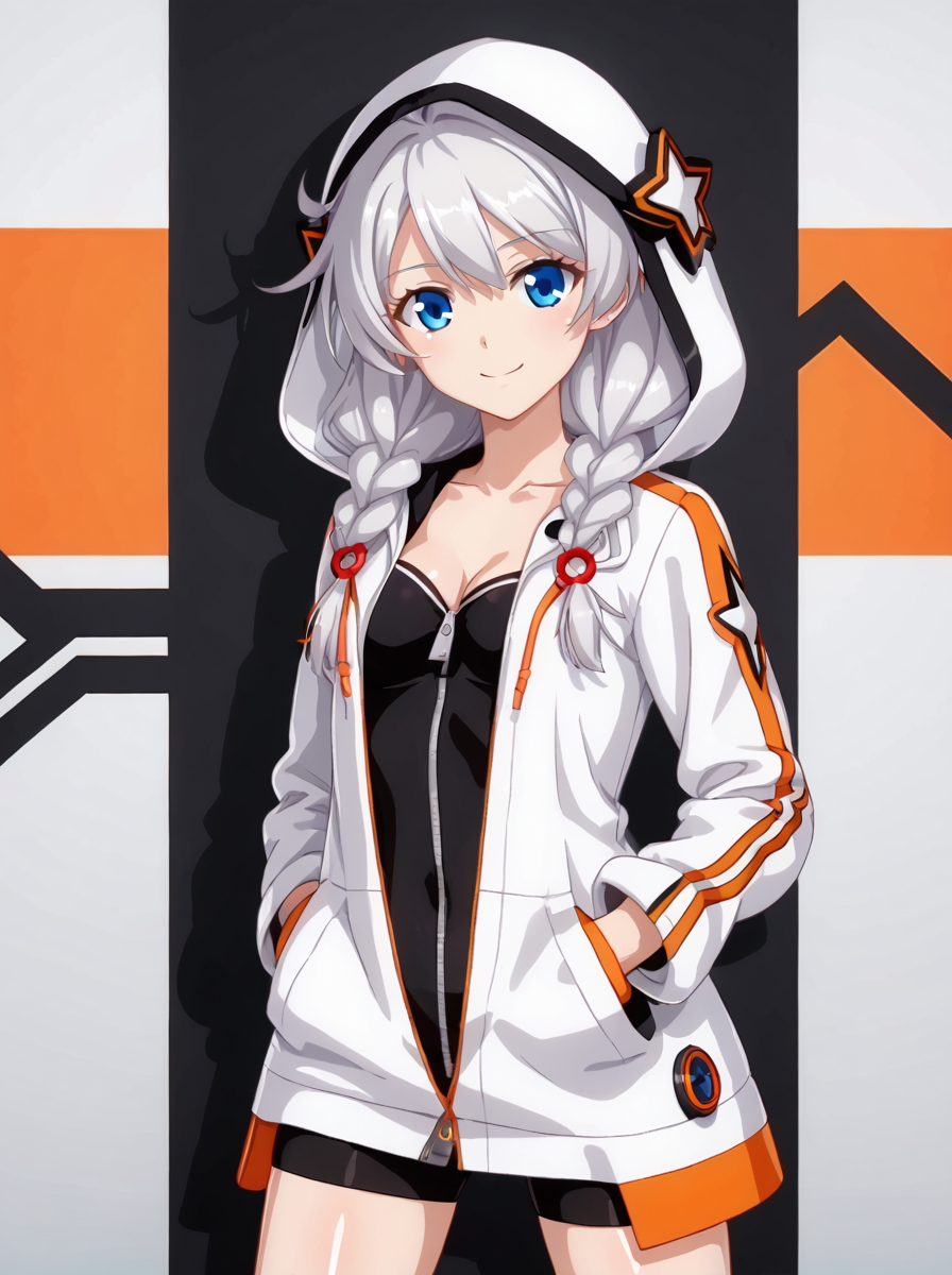 detailed background, shiny skin, posing,
<lora:hikiana.pony:0.7>,
hikiana,
(closed jacket, hoodies, coat,:1.3) 
smile,