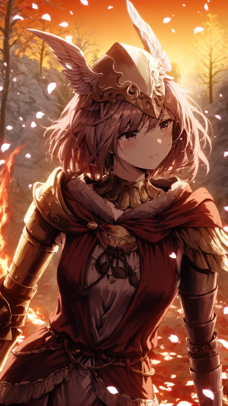 1girl, wearing malenia-outfit,
prosthetic arm, head bent, sad,
holding sword, winged helmet,
trees, sunset, burning sky, ((petals in the wind)),
(romanticism:1.3),
<lora:armorify:1>
<lora:Realistic000003_1_2.5DAnime_0.05_Merge1:0.4>
<lora:w3ers:1>w3ers,