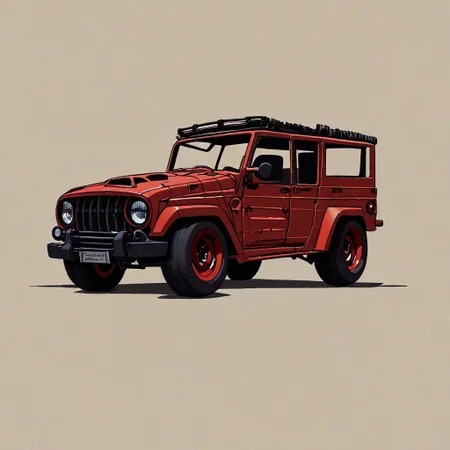 concept art vehicle, car, jeep, rusty red hover car, scifi