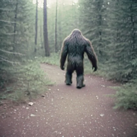 (olddigitalcamera, raw, light leak, film grain, jpeg artifacts, low res, low quality):2, sasquatch, bigfoot, walking through the woods in the distance, blurry, grainy