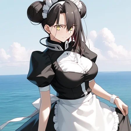 <lora:Takeuchi_Takashi_PonyXL_style_v01:1>
<lora:agent.pony:1>
score_9 , score_8_up , score_7_up , source_anime , 
masterpiece , best quality , ultra-detailed , 
BREAK
agent \(girls' frontline\), maid
1girl , woman , huge breasts , light smile , light blush , ((medusa (fate)):0.5)  , 
long black hair  , maid dress ,  
standing in the ocean