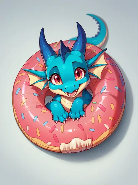 score_9, score_8_up, score_7_up, score_6_up,   <lora:d0nutXLP:0.8> d0nut, innertube, dragon, cute, feral, solo