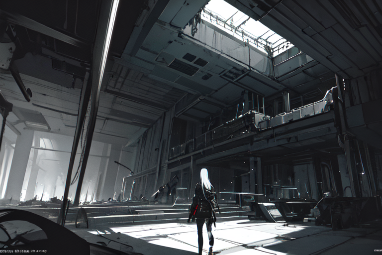 highly insanely detailed, masterpiece, top quality, best quality, highres, 4k, 8k, RAW photo, (very aesthetic, beautiful and aesthetic),  
tsutomu nihei,nihei_tsutomu,blame!,blame gakuen!,abara,TNstyle,sidonia_no_kishi,(tunnel,space,spacecraft,sidonia \(ship\),mausoleum,tower,city ruins),letterboxed,wire,dark sky,black sky,fence,machinery,cables,tubes,industrial pipes,air conditioner,clouds,light particles,star \(sky\),starry sky,dome,tentacles,concrete walls,metal walls,lantern,walkway,buildings,gauna,gauna mech,bones,drainpipe,ventilation fan,ventilation shaft,smoke,fog,mist,steam,foggy, 
<lora:blameLora_v10:0.6>, 
(1girl:1.3), 
solo focus, 
at night,âââ