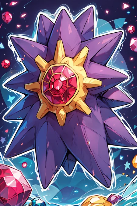 score_9, score_8_up, score_8, ,,, zzStarmie, pokemon (creature), no humans, gem, spikes, red gemstone, ,<lora:Starmie_Pokemon_PDXL:0.8>, ,,, smile, looking at viewer, abstract background, white outline, ,,, embedding:zPDXL, Expressiveh, <lora:CatalystStylePDXL:0.6>, <lora:SDXLFaeTastic2400:0.5>, <lora:Expressive_H-000001:0.4>,