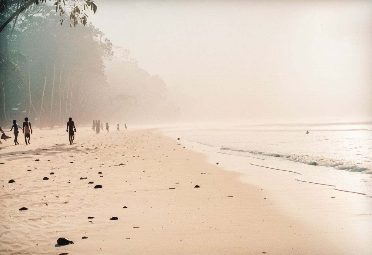 lith_argenta_BH1r,  instagram photo, a foggy beach in sri lanka, hard shadows, film grain