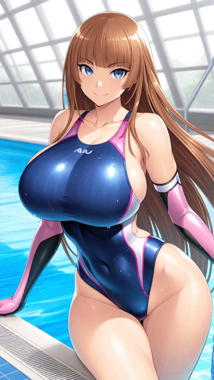1girl, solo, KOKAWA_ASUKA, sfw, blue eyes, smile,
elbow gloves, large breast,
competition swimsuit, pool,
masterpiece, best quality, good quality, very aesthetic, absurdres, highres,
<lora:KOKAWA_ASUKA IL:0.8>