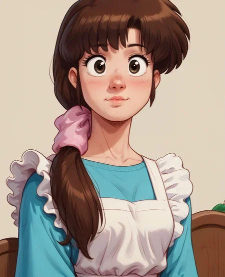 score_9, score_8_up, score_7_up, score_6_up, score_5_up, score_4_up, rating_explicit,
 <lora:K4sum1PNYXl_v00:1> tendou_kasumi, white apron, blue dress, <lora:r0bbr0wnXLP:1> r0bbr0wn, portrait