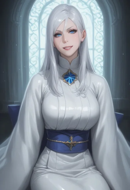 high quality, score_9, score_8_up, score_7_up, score_6_up, 
BREAK, (best quality), (ultra-detailed), (masterpiece), (perfect anatomy), a young woman with long white hair and blue eyes. She is sitting on a window sill with a full moon visible in the background. The woman is wearing a white robe with a blue star on the right side of her head. She has a thoughtful expression on her face and her hand is resting on her chin, as if she is deep in thought. The overall mood of the image is peaceful and serene
BREAK saggy breasts focus, Scenery,  shiny, curvy figure , (shiny skin:1.3), seductive smile looking at viewer,dynamic pose
BREAK, Neon, anime character, motion_lines:1.1, best quality, ray_tracing, cowboy shot, motion blur,  positioning, pose, improved pose,body composition, facial expression, expression, ,Composition, foreshortening, positioning, pose, improved pose,body composition, facial expression, expression