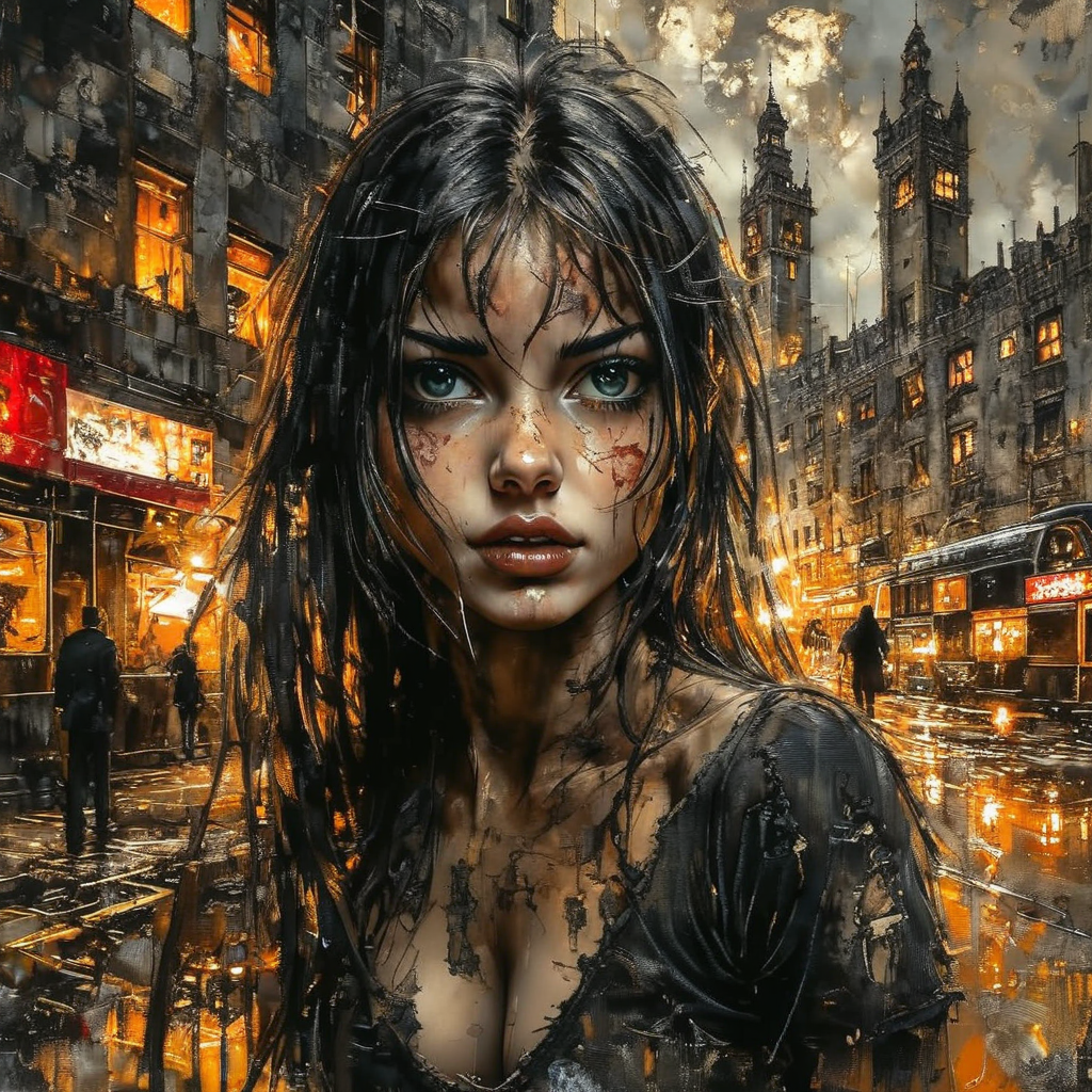 shamanqua  girl in city, very detailed<lora:shamanqua:1>