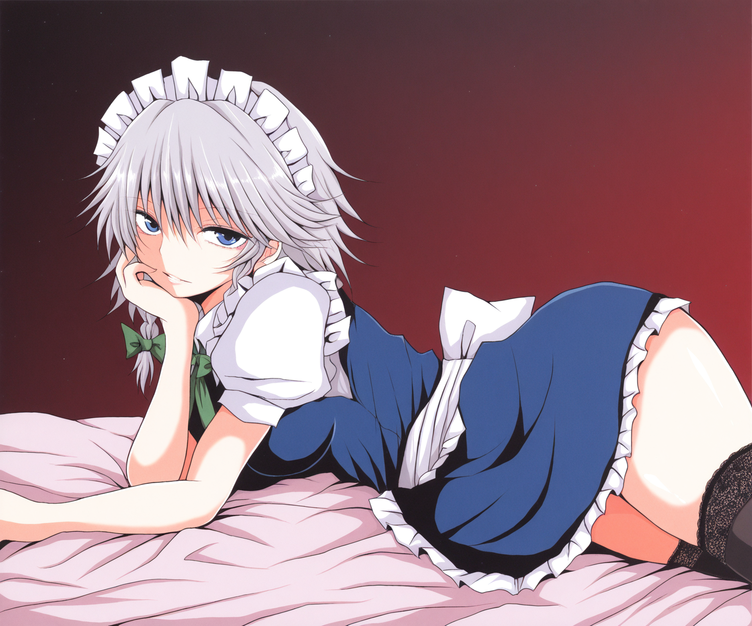 masterpiece, best quality, amazing quality, sfw, 1girl, solo, touhou, izayoi sakuya, maid, looking at viewer,  <lora:Uranfu style ILL-v2:1> uranfu_style