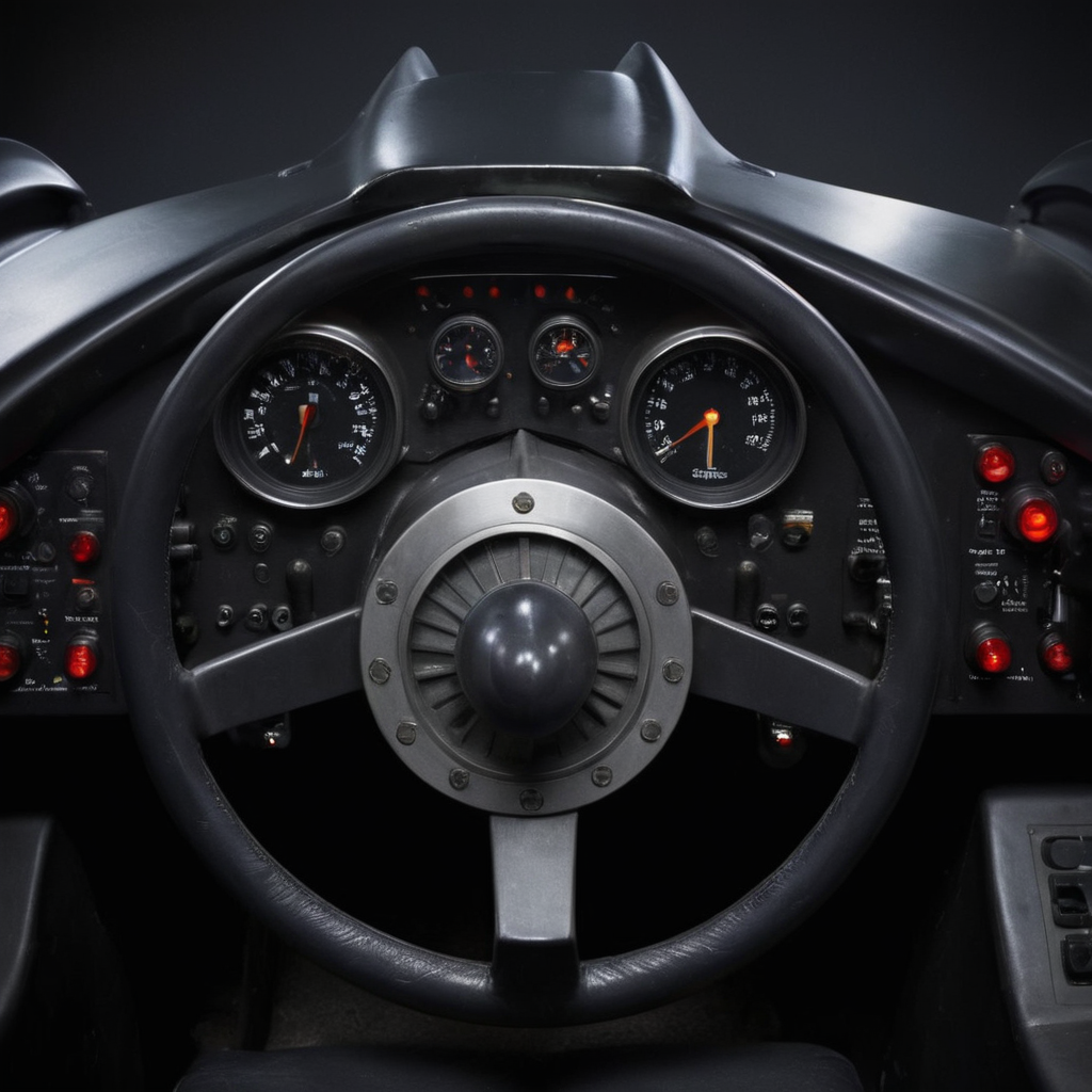 cinematic film still of  <lora:Batmobile 1989:1>
Batmobile 1989 a car dashboard with a steering wheel and gauges,batman car,gotham city,no humans,robot,mecha,science fiction,realistic,retro artstyle,spacecraft,cockpit,pilot , realistic, sharp, detailed, classic, 1980's, gothic, photography, artistic, perfection, shallow depth of field, vignette, highly detailed, high budget, bokeh, cinemascope, moody, epic, gorgeous, film grain, grainy