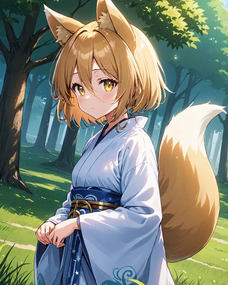 kudamaki tsukasa,1girl, fox_tail, solo, kimono, seiza, long_sleeves, grass, fox_girl, tree, outdoors, nature, wide_sleeves
<lora:kudamaki_tsukasa_image1939_2023-12-20-000014:1>,star-shaped_pupils,symbol-shaped_pupils,. gorgeous,key visual, vibrant, studio anime,award-winning, professional, highly detailed,high budget, cinemascope