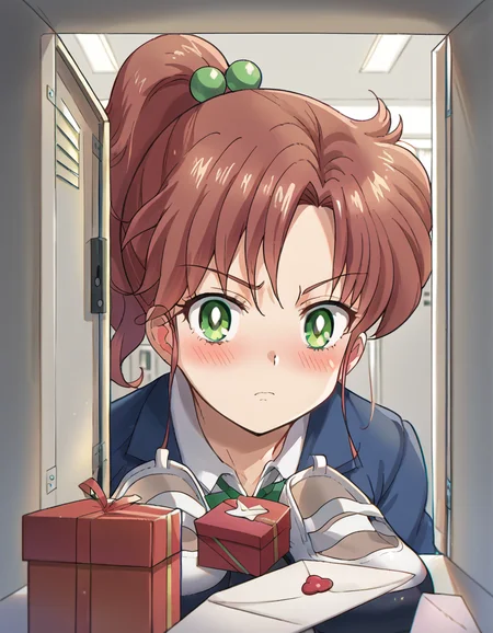 score_9, score_8_up, score_7_up, source_anime, <lora:makoto-kino-eternal-movie1-ponyxl-lora-nochekaiser_r1:1>, makoto kino, brown hair, circlet, green eyes, hair bobbles, hair ornament, medium hair, ponytail, sidelocks, parted bangs,, <lora:shoe-locker-pov-ponyxl-lora-nochekaiser:1> shoe locker pov, locker, letter, school, gift box, unworn shoes, blush,, ,