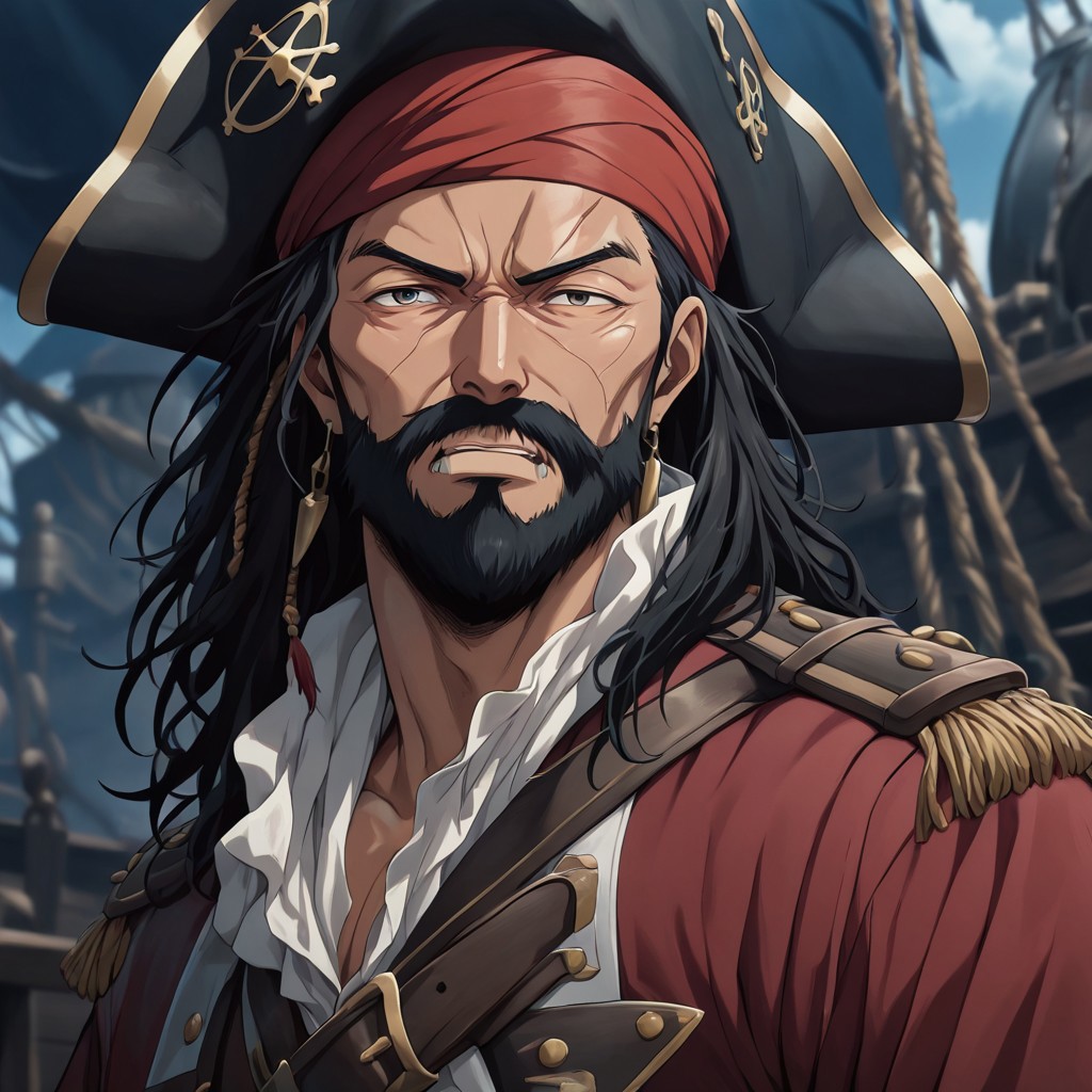 masterpiece, best quality, newest, absurdres, highres, anime, anime style, PAV1.0IL, pirate, 1boy, pirate,