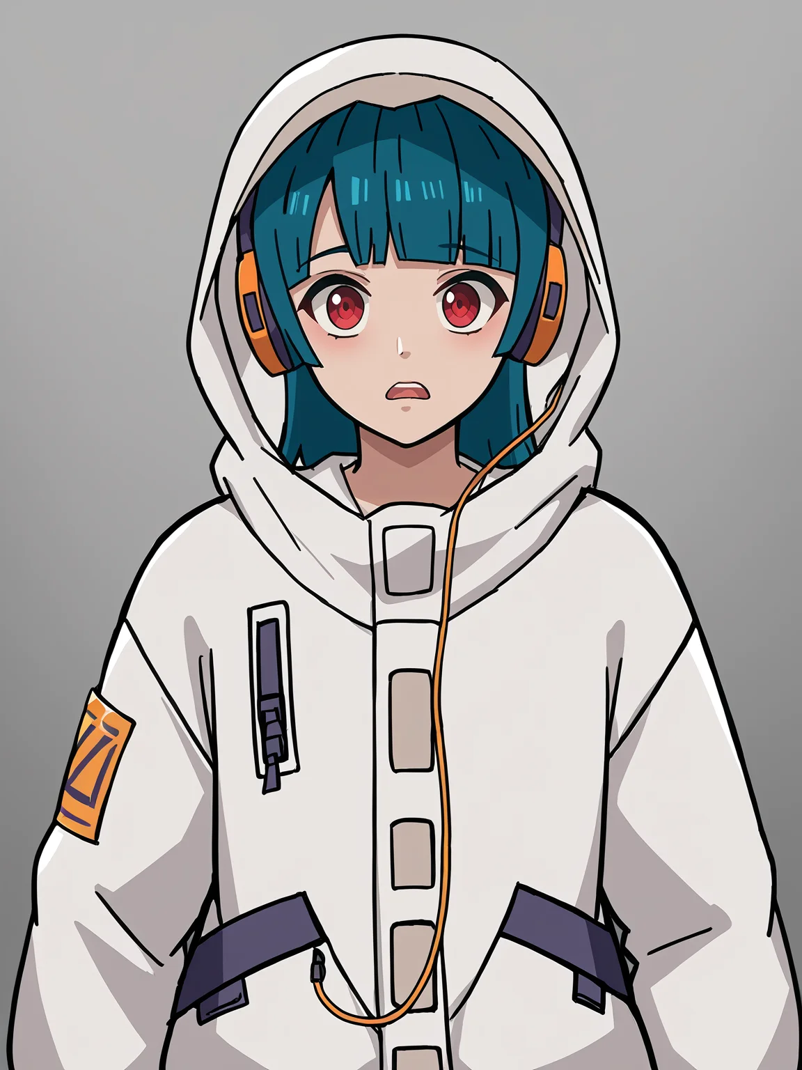 1girl, solo, shock, source_anime, score_9, fnyuki, hood up, looking at viewer, <lora:Yuki (Fortnite):0.95>
