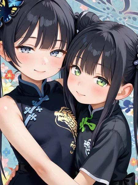 detailed background, shiny skin, posing, rating safe,
<lora:chipokan.pony:1>,
chipokan,
<lora:shunkoki.pony:1>,
shun, kisaki, 2girls,
upper body,