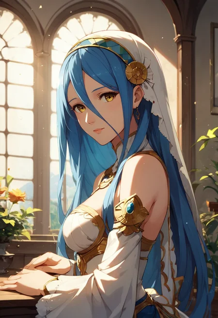 masterpiece,best quality, highly detailed, score_9, score_8_up, score_7_up, score_6_up,source_Anime,<lora:xl_more_art-full_v1:0.8>,half body
BREAK
azura_(fire_emblem), fire_emblem, 1girl, blue_hair, yellow_eyes, <lora:lightXL:0.8>neolight, sunlight, lamp, indoors,day