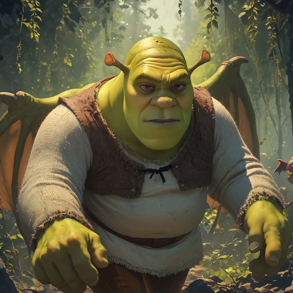score_9, score_8_up, score_7_up, score_6_up, score_5_up, ((shrek)),shrek, green skin, in hell, (demonify, wings horns, tail)