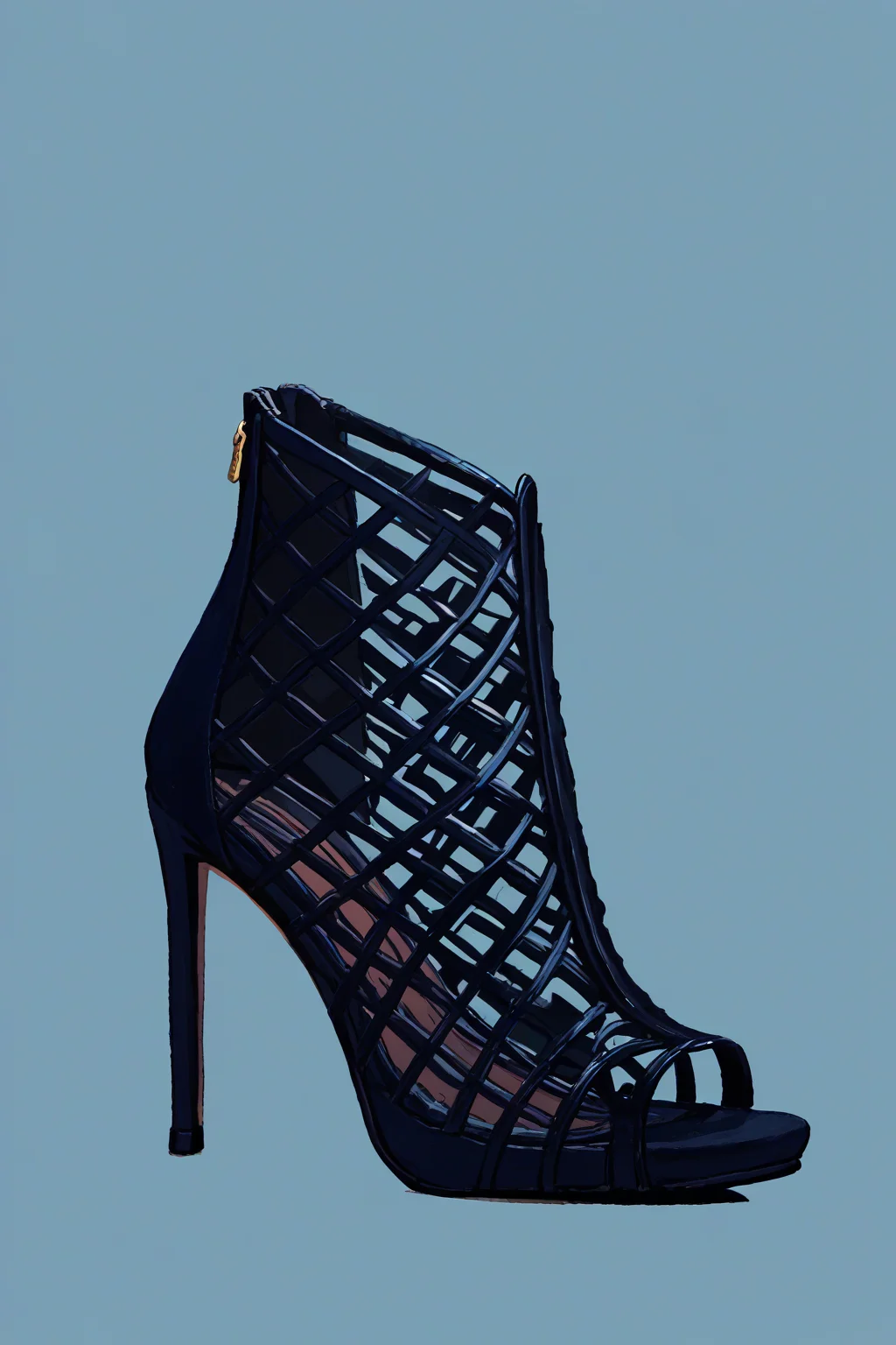 score_9, score_8_up, score_7_up, score_6_up, source_anime, Black Footware, Cage Heels, No Humans, Simple Background, Still Life